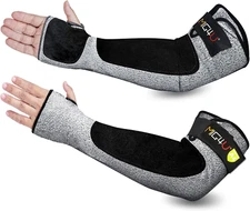 MIG4U Cut Resistant Sleeves with Leather Patches, Arm Safety Protection for Men