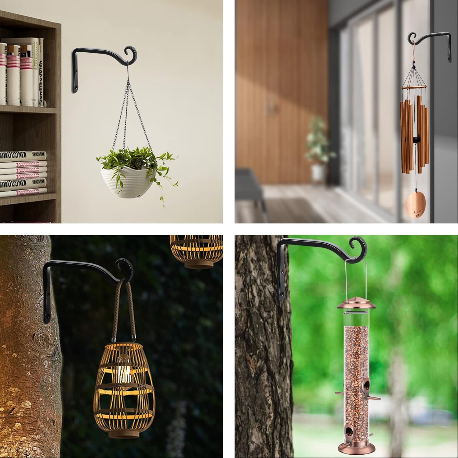 Hanging Plant Bracket 2 Pack 6 Inch Hand-Forged Plant Hangers for Outdoor with S