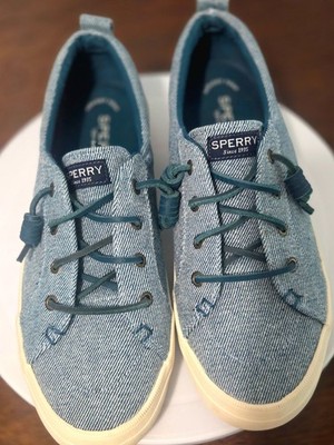 Sperry Top-Sider Women's Crest Vibe Sneakers Blue Denim Canvas Slip On Size 8.5
