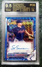 2021 Bowman 1st Chrome Draft Blue Wave Auto Spencer Schwellenbach /150 RC Graded