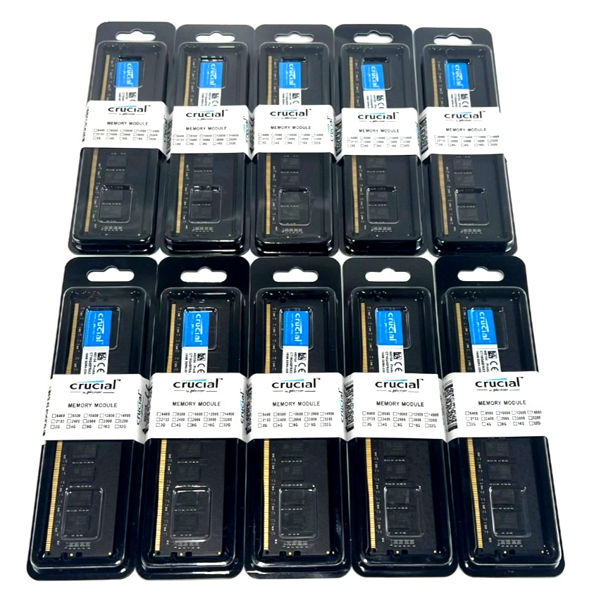 New Lot of 10 Crucial 16GB DDR4-3200MHz PC4 Desktop RAM CT16G4DFRA32A (AMX)
