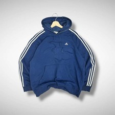 Vintage Navy Adidas Hoodie 3 Stripes