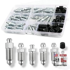 36PCS Car Brake Bleeder Screw Kit with Grease Fitting Caps - Multi-Size Brake