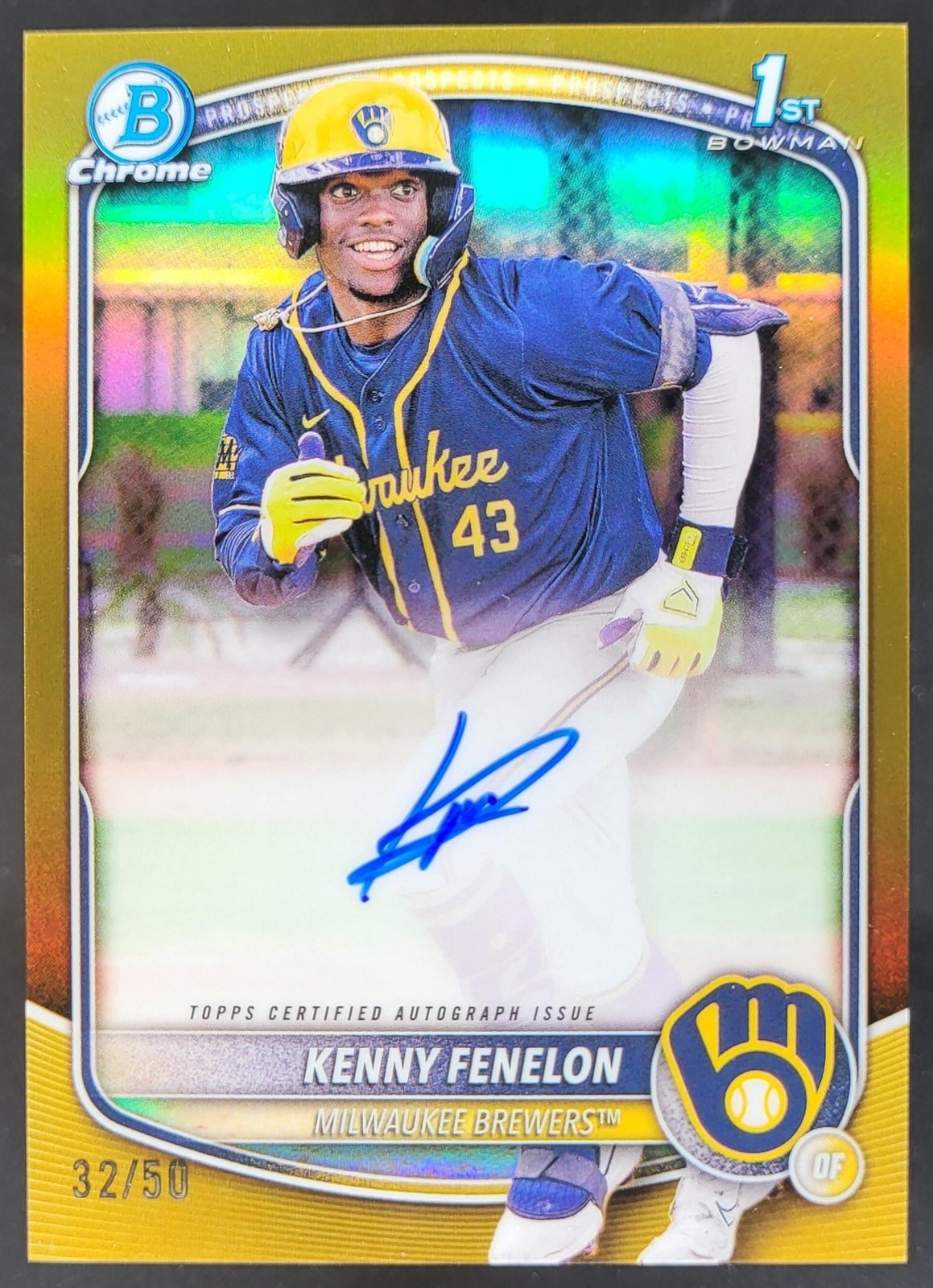 2025 Bowman Chrome Kenny Fenelon Auto Gold Refractor /50 1st Brewers AP6