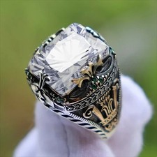 925 Sterling Silver Handmade Jewelry Black Men's Ring All Size Fashion Ring 2025