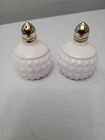 White Milk Glass Hobnail 2.5 Salt & Pepper Shakers Vintage Japan