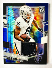2023 Donruss Optic Josh Jacobs Jersey Card Threads BLUE Hyper Prizm Raiders!