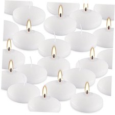 Set of 24  3-inch Floating Candles, White Smoke-Free and odorless, Burning