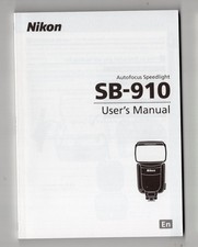 Nikon SB-910 Speedlight Camera Flash Instruction Manual / User Guide In English