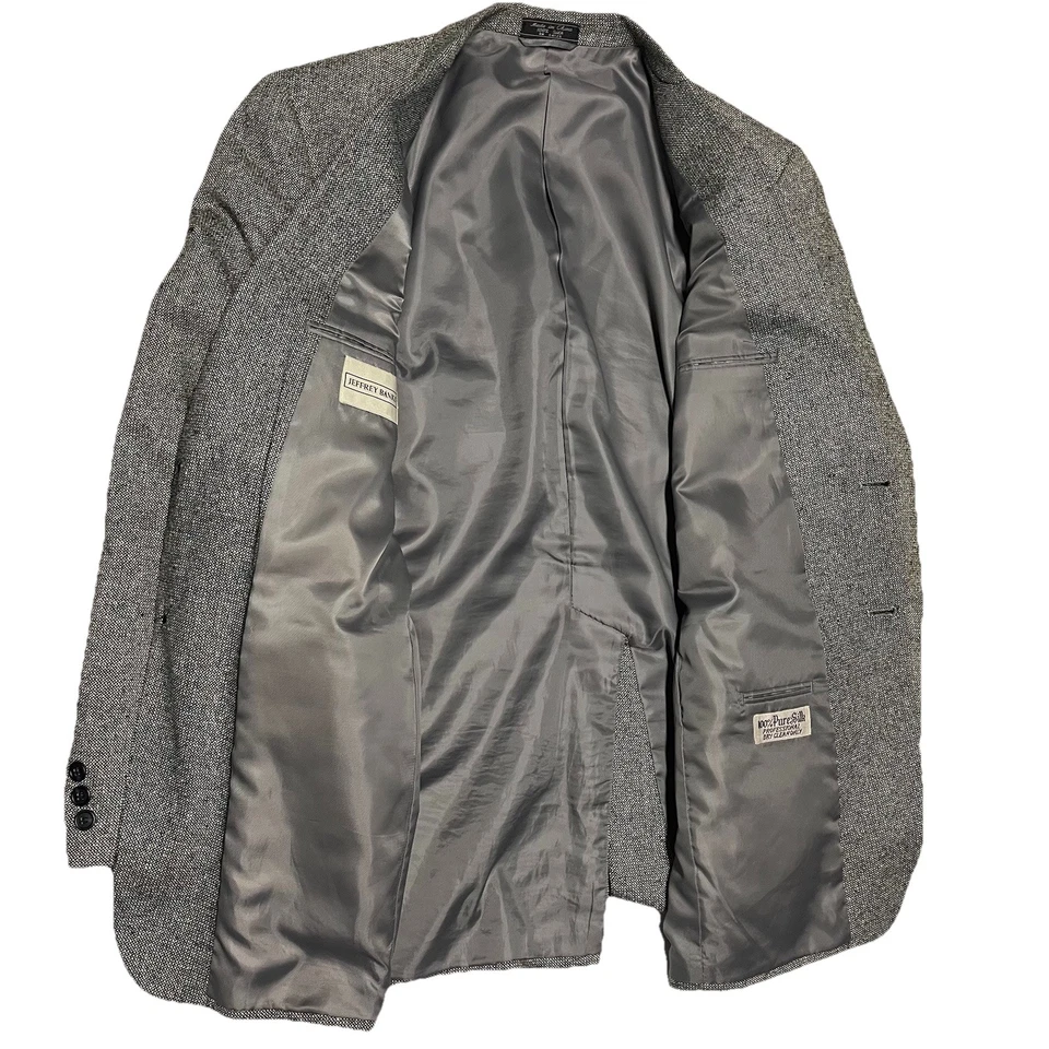 Jeffrey Banks Men's 42L 100% Silk Blazer Sport Coat Gray Classic Suit Jacket - Image 3 of 4