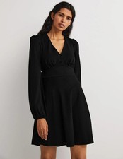 Boden V-Neck Jersey Mini Tea Dress BLACK D0289 SIZE UK 16R BRAND NEW  D25
