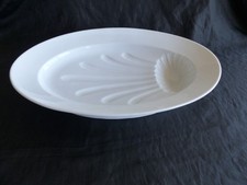 GRAND PLAT A ASPERGES EN PORCELAINE BLANCHE EPAISSE FIN 19eme LONGUEUR 45.5 CM