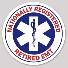 3x3 Non Reflective Nationally Registered Retired EMT Medical Technician Sticker