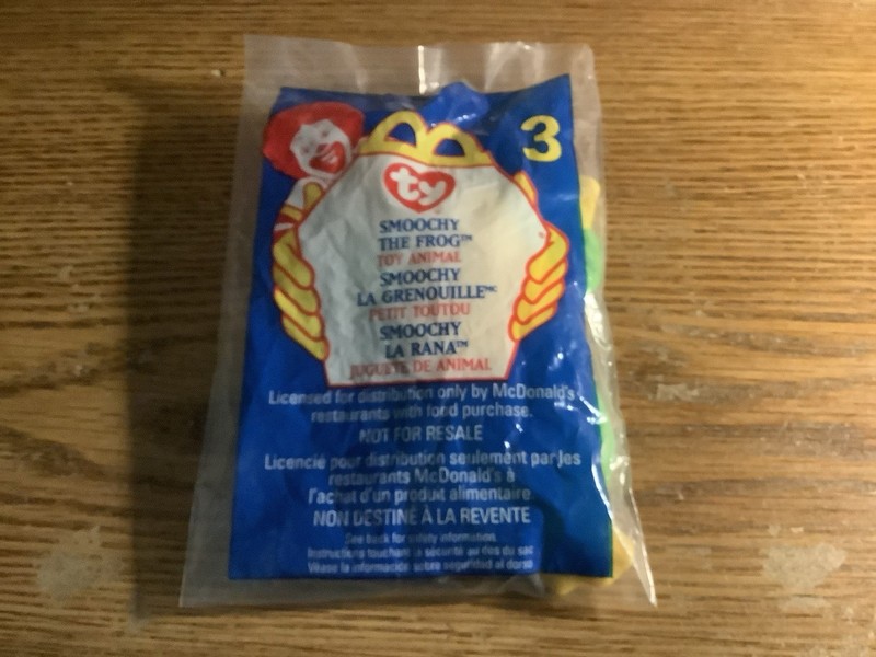 1999 MCDONALD'S HAPPY MEAL TOY-  TY #3"SMOOCHY" THE FROG- SEALED PACKAGE