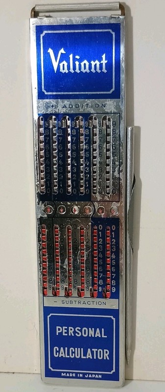 Vintage Valiant Personal Calculator Metal Stylus Vintage Mechanical Japan