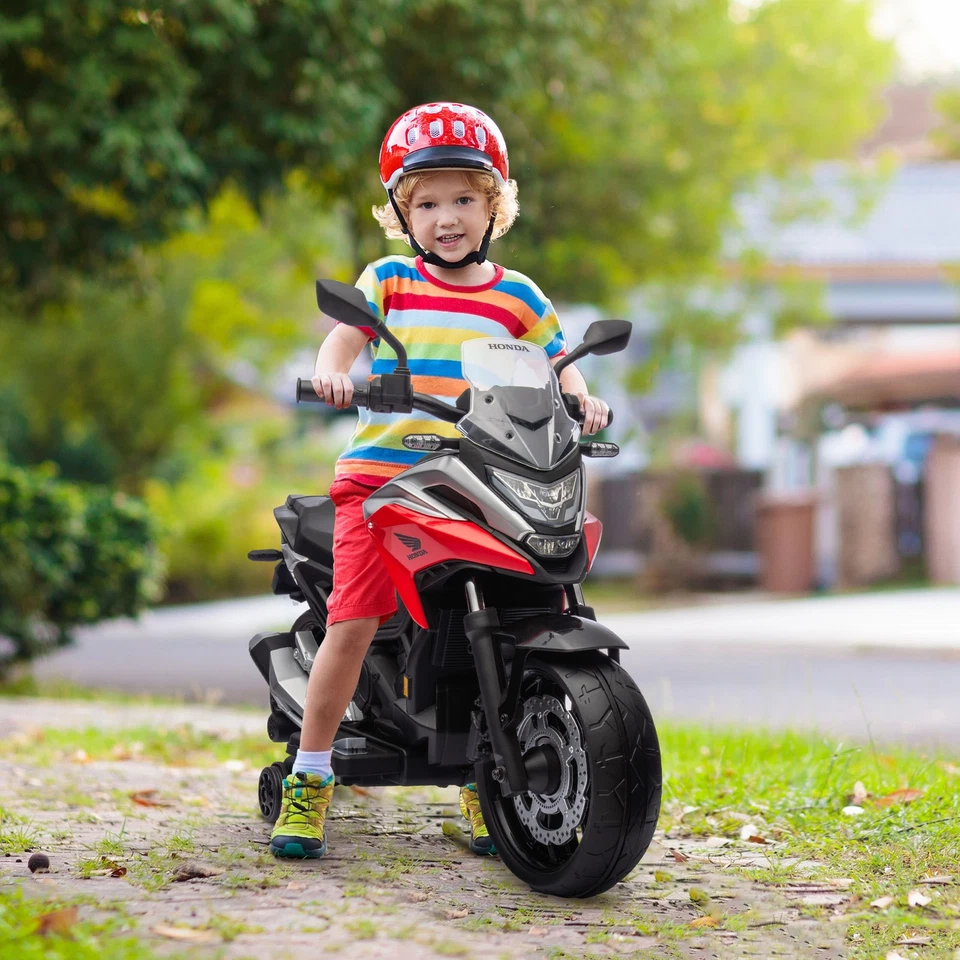 AIYAPLAY Moto Elettrica per Bambini 3-6 Anni Licenza Honda in PP e Metallo Rossa - Immagine 3 di 4