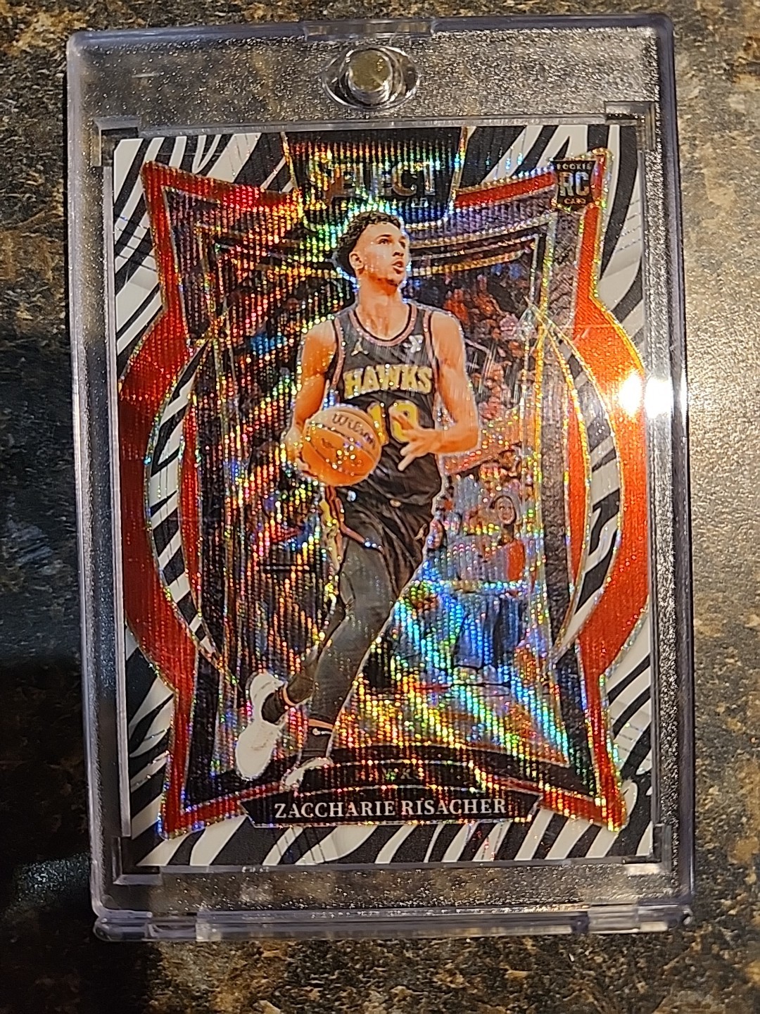 2024-25 Panini Select - Concourse Zaccharie Risacher #86 Zebra Prizm (RC)