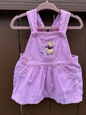 Vintage Disney Baby Pooh Pink Corduroy Overall Dress 6-9M Classic Y2K