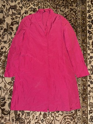 Katharina Hovman Linen Blend Pea Coat Long Blazer Hot Pink Size US Womens 8
