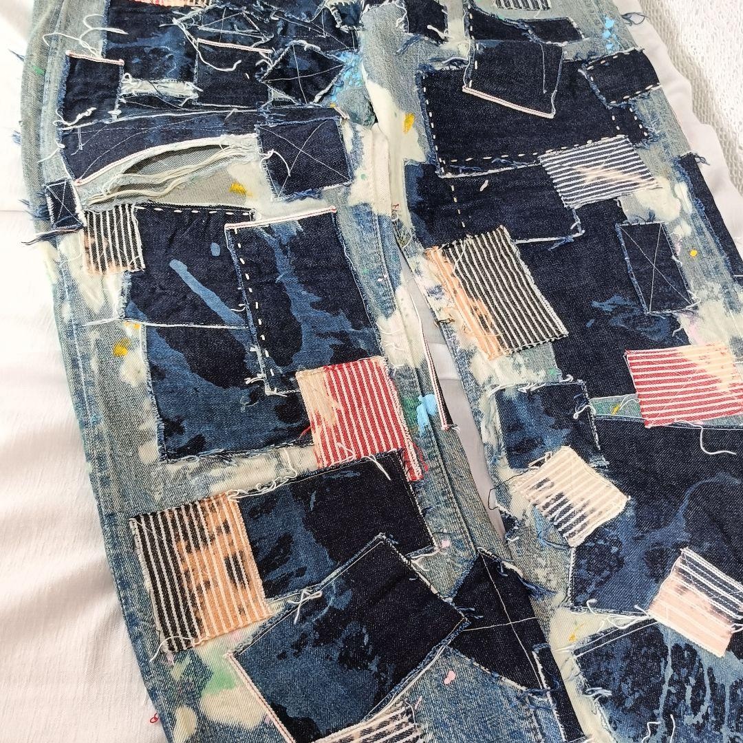 Remake Remake Denim Evisu Jeans Patchwork One of … - image 8