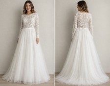 Adore by Justin Alexander Wedding Dress Floor Length Tulle Lace Size 10 New