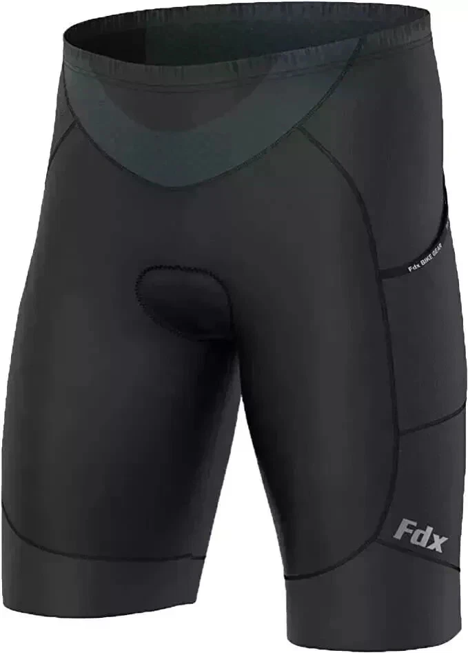 FDX Cycling Shorts with Pockets 3D Anti-Bac Padding All Day Men MTB Bike Shorts
