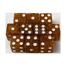 Koplow Glitter Dice d6 16mm Glitter - Yellow Pipped  10 New