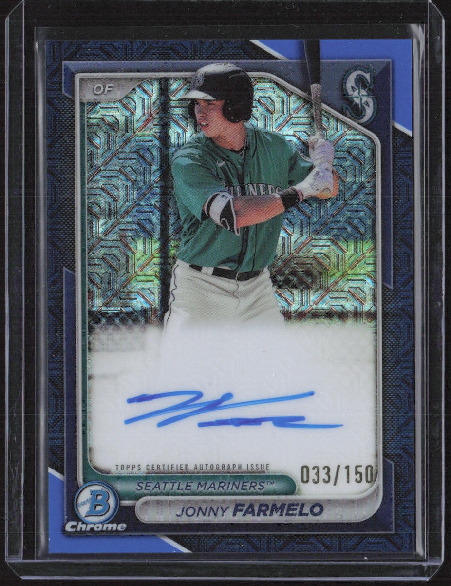 2024 Bowman #BMA-JF Jonny Farmelo Chrome Prospect Auto Mojo Blue Refractor /150