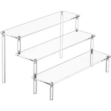 Clear Acrylic Display Risers 3 Tier Shelf Organizer Stand for Perfume Food