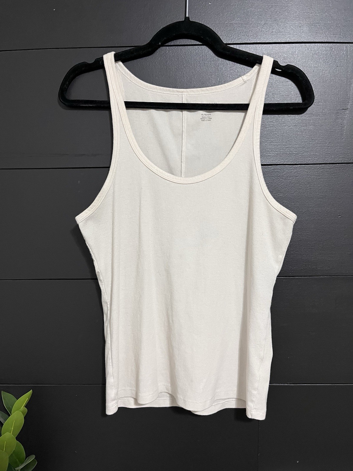 AMERICAN EAGLE Cream White Ribbed Basic Tank Top … - image 1
