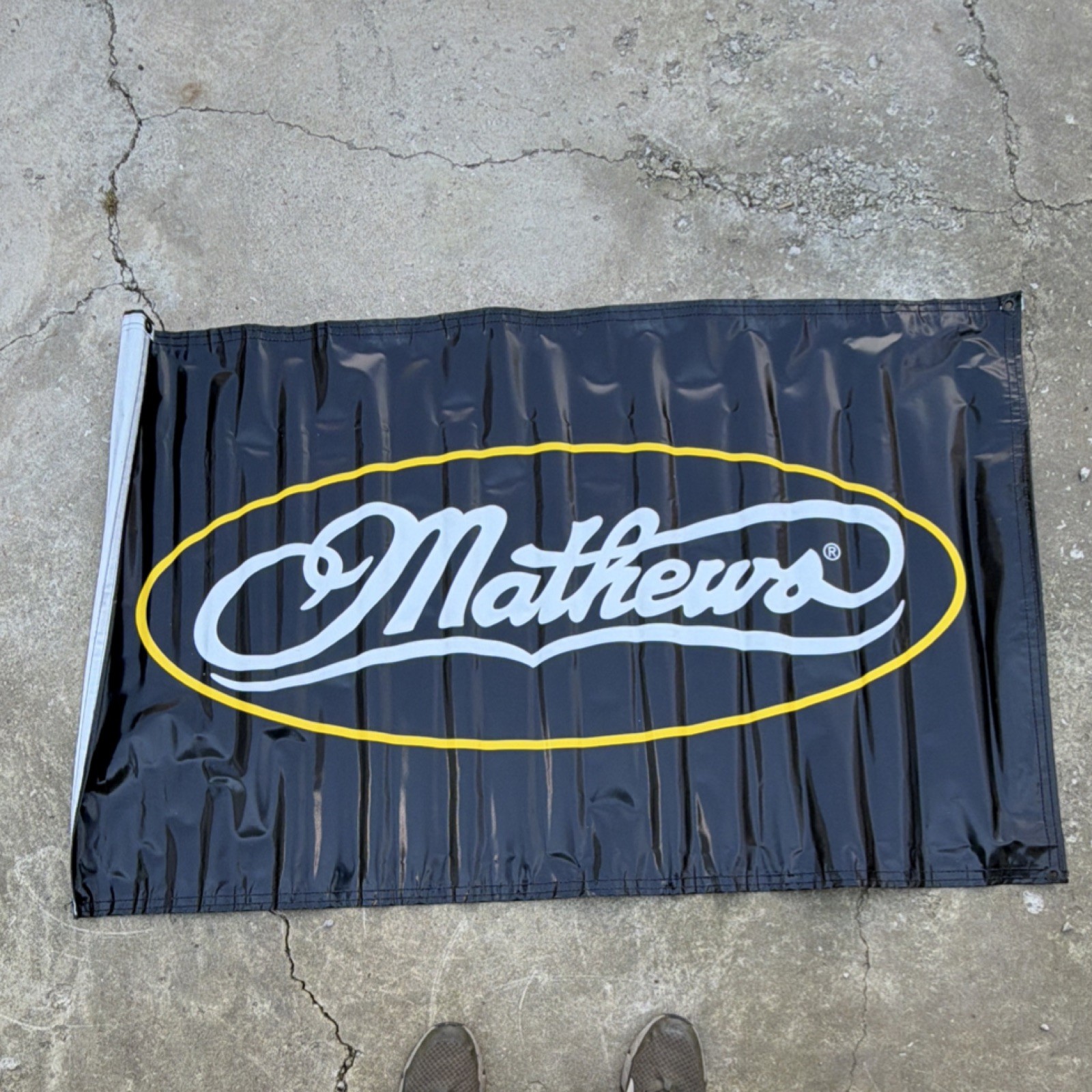 Mathews Archery Banner Black Yellow White Logo Flag for Archery Display or Decor