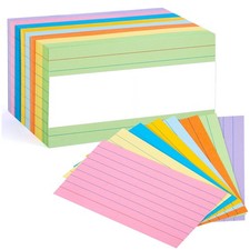 300 Colored Index Cards 3x5, Lined Ruled, Study Flash Cards, 8 Colors