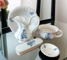 Keramik Waschset Landhaus Schüssel Dose Seifenschale Nachttopf Waschgarnitur Neu