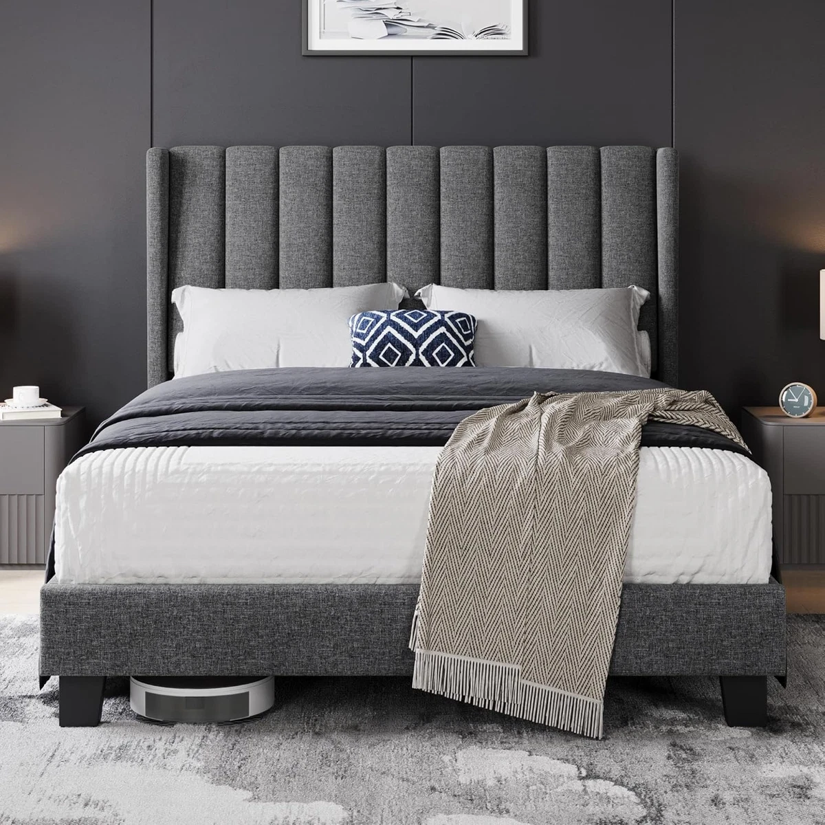 Letto matrimoniale SANDSIDE con rete a doghe 140 x 190 cm bianco