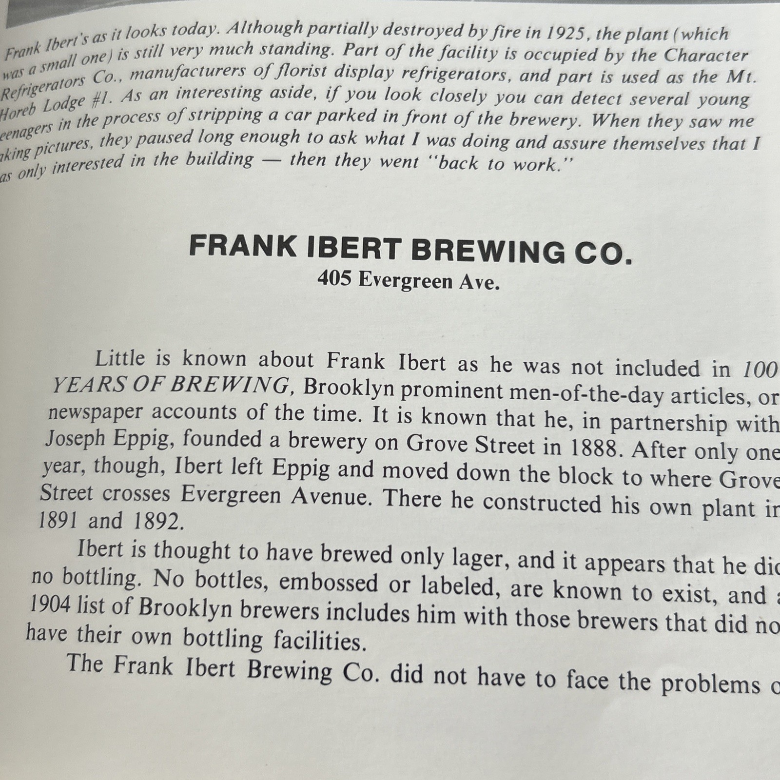 Ibert BREWERY 1890 BROOKLYN BOTTLE ORIGINAL  Pre PROHIBITION LABEL BEER Eppig