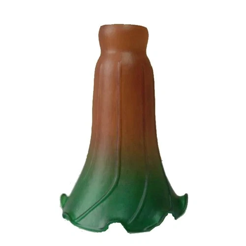 RETRO VTG Lily Flower green Blown Glass Lamp Shade Tiffany like Replacement