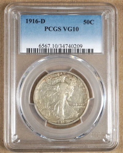 1916-D WALKING LIBERTY HALF DOLLAR PCGS VG10 740209