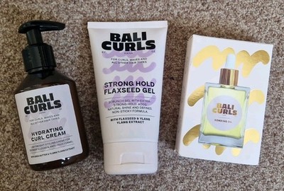 Bali Curls Hydrating Curl Cream, Strong Hold Flaxseed Gel, Bonding Oil