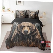Bear Comforter Set with Sheets 7 Piece Size Rustic Farmhouse Cabin Full Brown