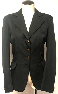 LIVERY RIDING APPAREL BY FOXWOOD BLACK EQUESTRIAN RIDING SHOW JACKET VNTG SZ 16