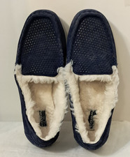 Koolaburra by UGG Lezly Perf Women's Suede/Sherpa-Lined Slipper Navy Blue Sz 10