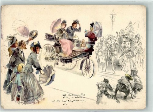 39629434 - Frauen Motorwagen 1888 Mercedes Gebrauchsspuren