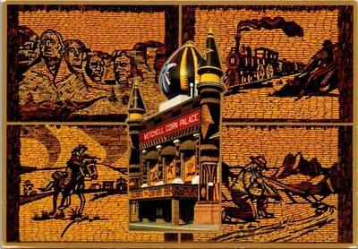 South Dakota Mitchell Corn Palace Panels Art Continental Postcard B080