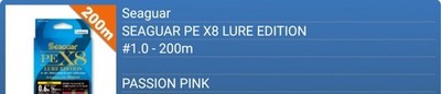 Seaguar PE X8 Lure Edition Braided Passion Pink #1.0 200m 20lb High Strength