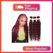 16 18 20 Inch 99J Burgundy Bundles Human Hair Deep Wave Bundles Wine Red Color