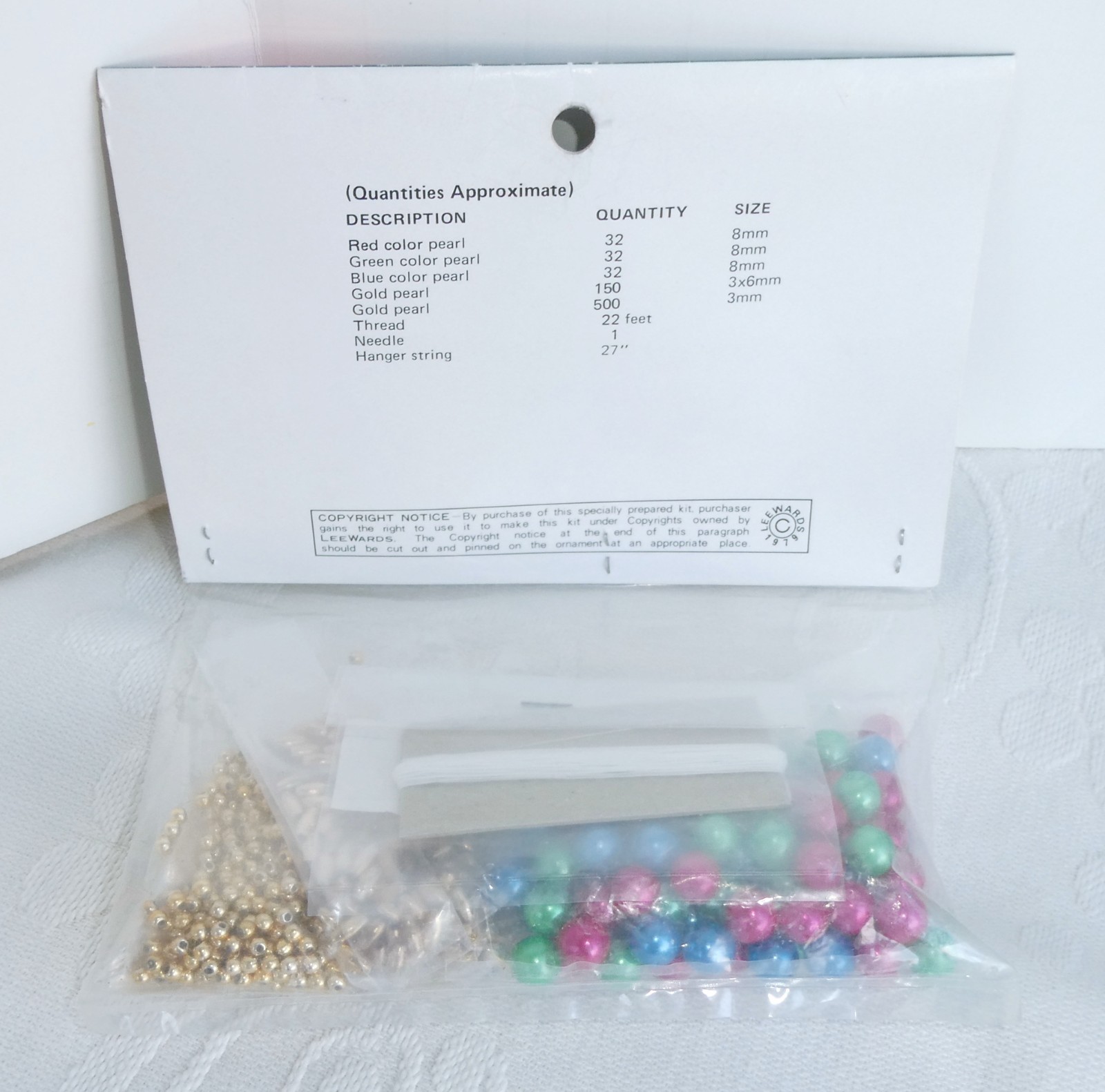 VTG LeeWards Frosted Bells Ornament Kit Japan NOS Beads Craft Holiday DIY