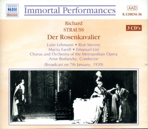 Strauss Der Rosenkavalier Lotte Lehmann Artur Bodanzky New York 1939 Naxos 3 CD