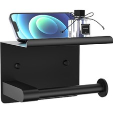 Matte Black Toilet Paper Holder with Shelf, Wall Mount, Heavy Duty