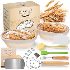 Banneton Bread Sourdough Proofing Basket - Sourdough Starter Kit Set of 2,