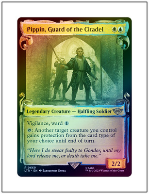 1x Pippin, Guard of the Citadel, Showcase Scroll Foil, LOTR, Magic MTG NM